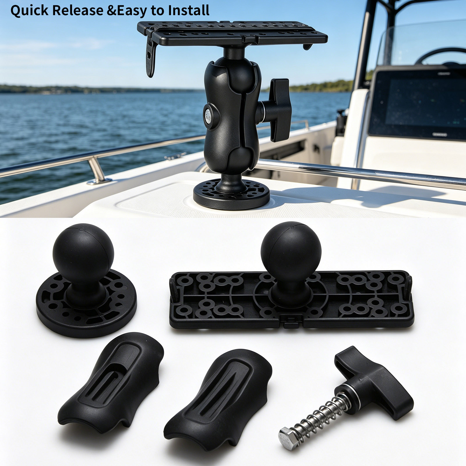 Fish Finder Mount - 360 ° Supporto regolabile per ecoscandaglio,